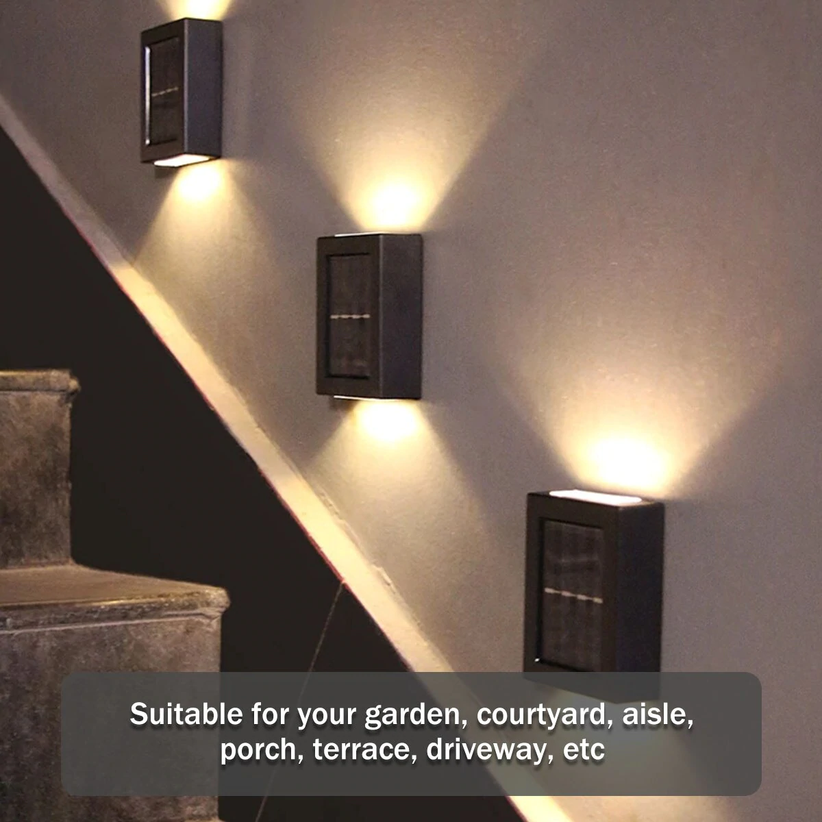 4X Solar Patio Wall Lights  | Automatiska Trädgårdslampor
