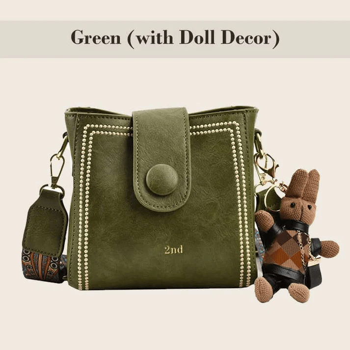 Vintage Crossbody Leather Bag 'Helena'™  | Snygg axelväska med justerbar bredare axelrem