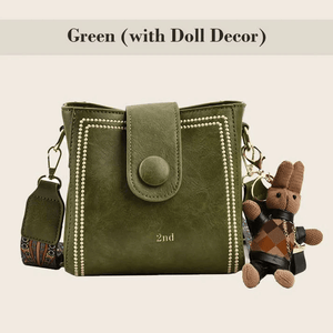 Vintage Crossbody Leather Bag 'Helena'™  | Snygg axelväska med justerbar bredare axelrem