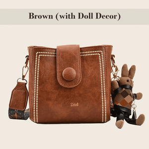 Vintage Crossbody Leather Bag 'Helena'™  | Snygg axelväska med justerbar bredare axelrem