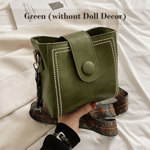 Vintage Crossbody Leather Bag 'Helena'™  | Snygg axelväska med justerbar bredare axelrem