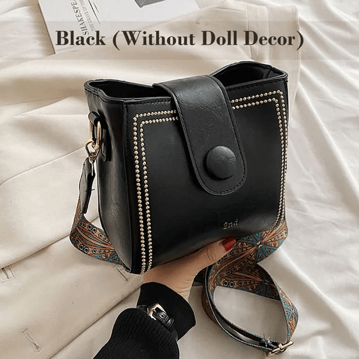 Vintage Crossbody Leather Bag 'Helena'™  | Snygg axelväska med justerbar bredare axelrem