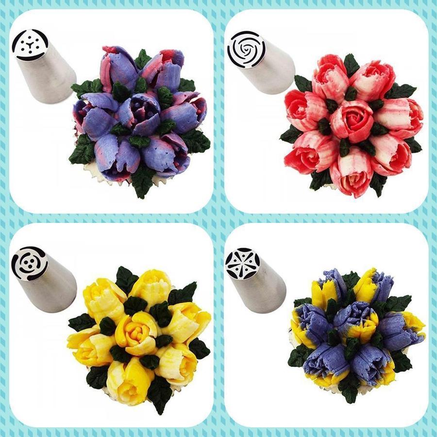Spritsmunstycke set i rostfritt stål (13 stycken) för cupcakes och tårtdekorationer