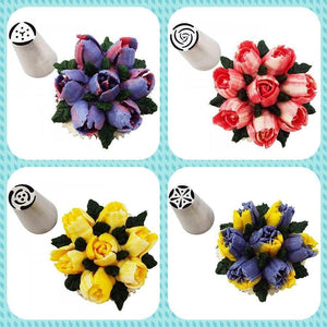Spritsmunstycke set i rostfritt stål (13 stycken) för cupcakes och tårtdekorationer