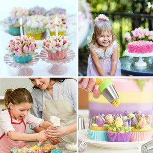 Spritsmunstycke set i rostfritt stål (13 stycken) för cupcakes och tårtdekorationer